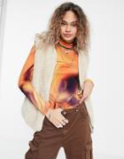 Weekday Peggy Recycled Sherpa Vest In Off White