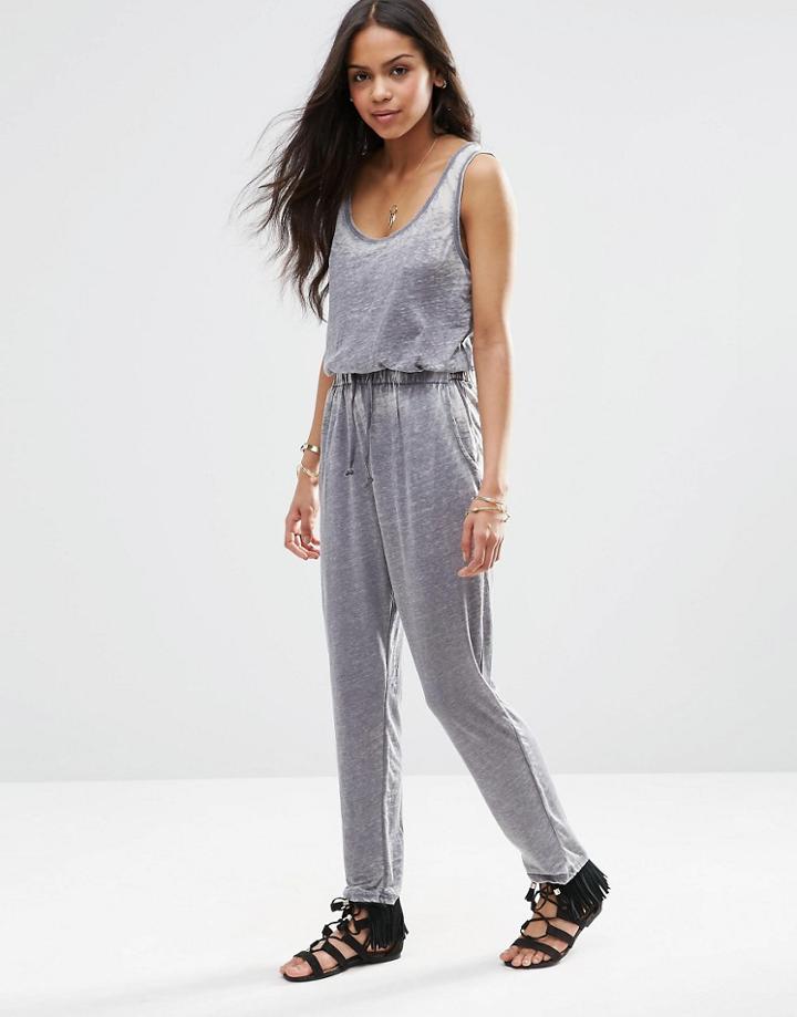 Brave Soul Burn Out Jumpsuit - Charcoal