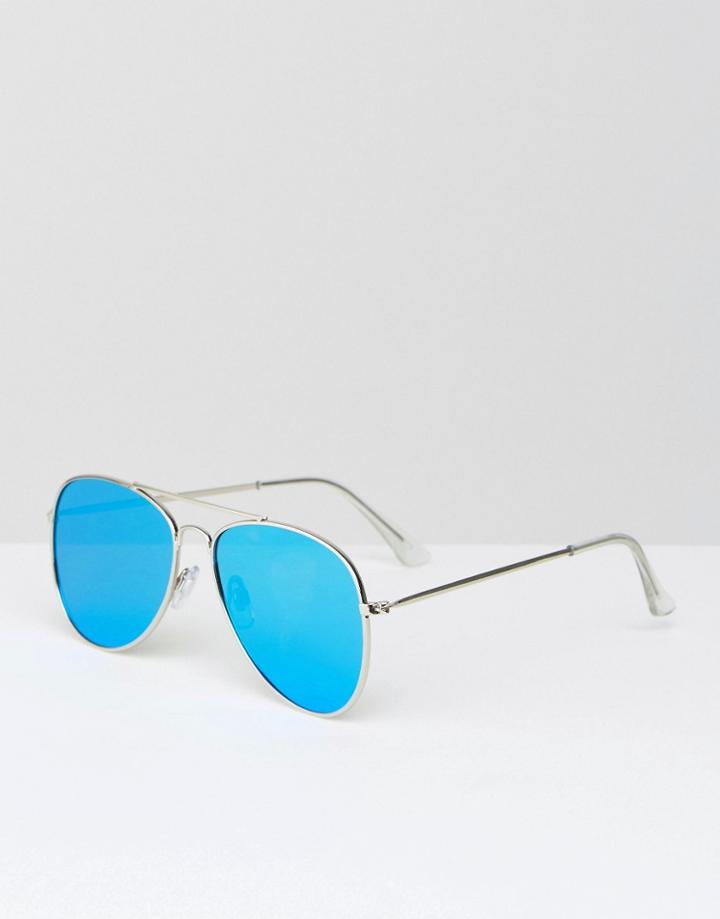 D-struct Aviator Sunglasses In Silver With Revo Lenses - Silver