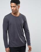 Sisley Long Sleeve T-shirt In Slub - Gray