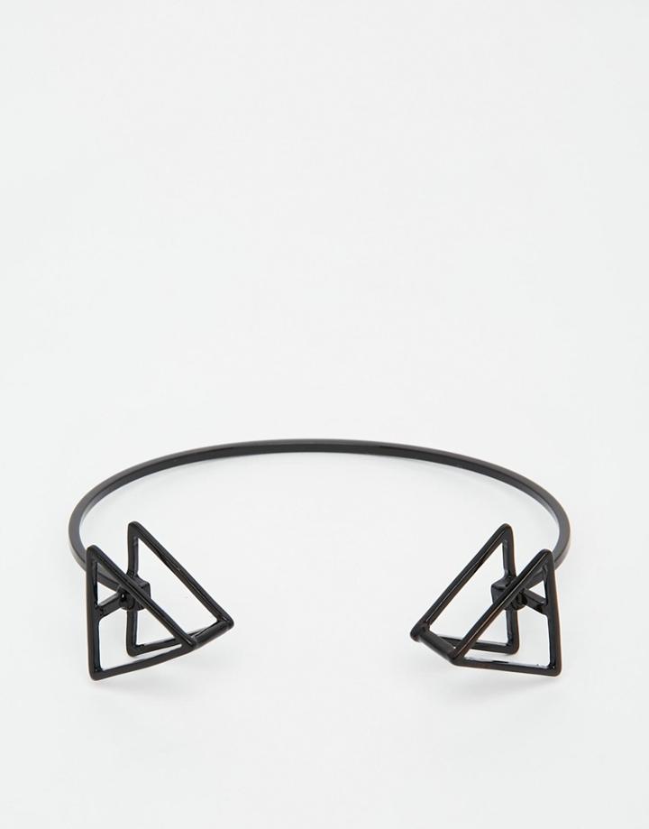 Asos Geometric Bangle With Triangle In Black - Black