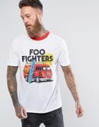 Asos Foo Fighters Band Relaxed T-shirt With Retro Ringer - White
