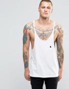 Asos Tank With Logo And Raw Edge Extreme Racer Back In White - White