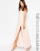 True Decadence Tall Bandeau Maxi Dress With Thigh Split - Pink
