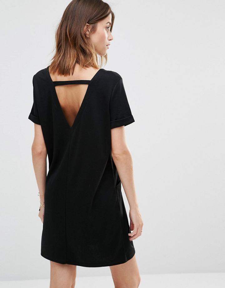 Vila Open Back T-shirt Dress - Black