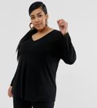 Asos Design Curve Oversized Tunic With V-neck In Black - Black