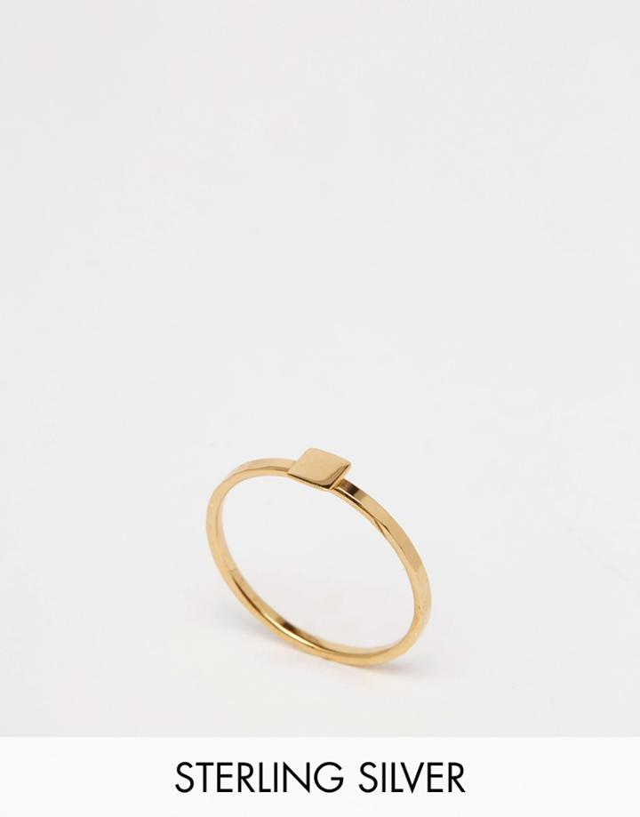 Asos Gold Plated Sterling Silver Square Ring - Gold