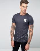 11 Degrees T-shirt With Faded Star Hem - Black