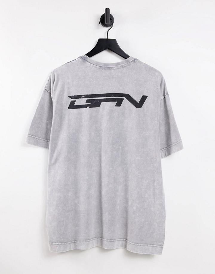 Good For Nothing Oversized T-shirt In Gray Acid Wash With Back Print