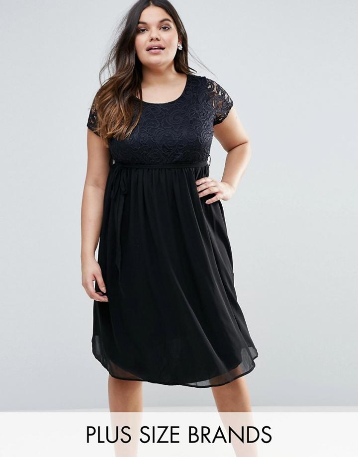 Lovedrobe Plus Dress With Lace Top - Black