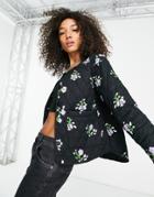 Object Floral Quilted Jacket In Black