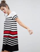 Stradivarius Short Sleeve Stripe Dress - Multi