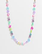 Asos Design Beaded Necklace With Love Letters-multi