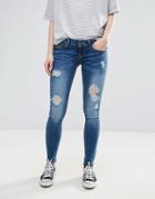 Only Coral Destroyed Skinny Jeans - Blue