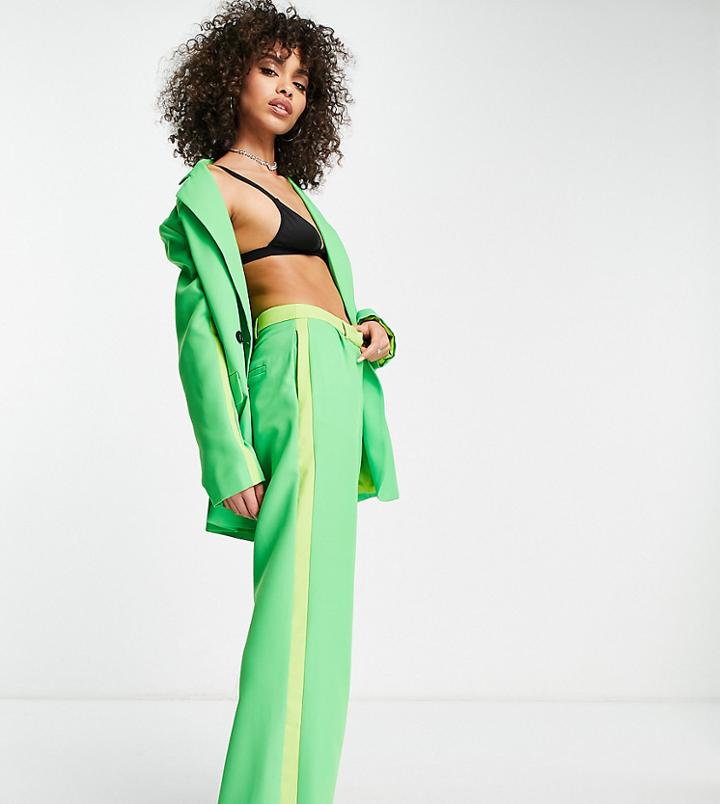 Asyou Wide Leg Tailored Pants In Green