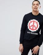 Love Moschino Sweatshirt In Black With Pixel Peace Logo - Black