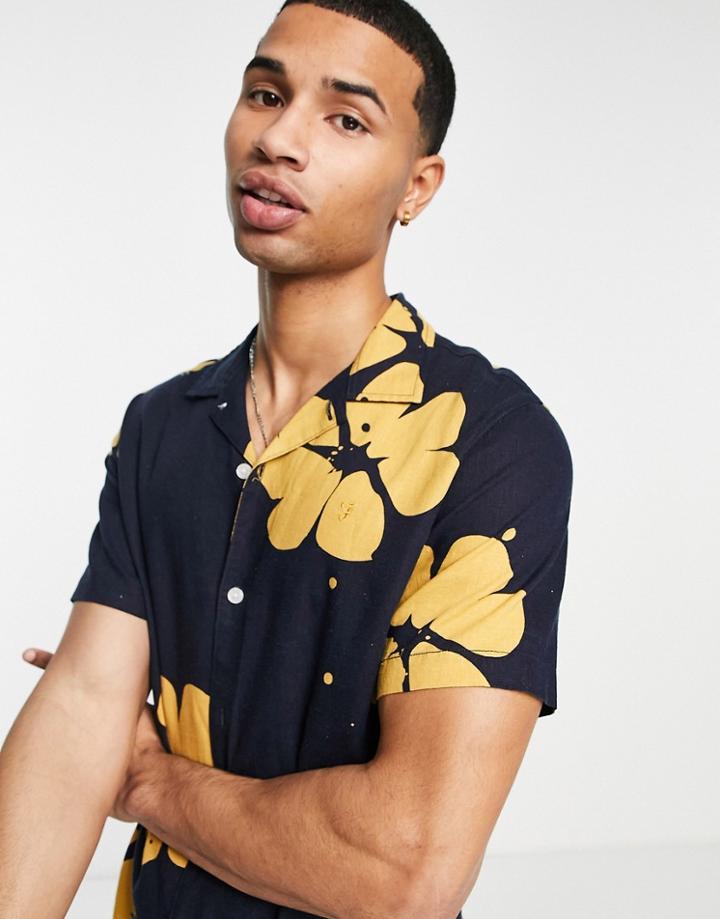 Farah Floral Shirt In Navy
