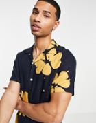 Farah Floral Shirt In Navy