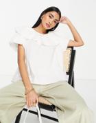 Whistles Frill Collar Cotton Poplin Top In White