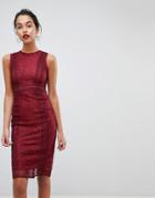 Ax Paris Premium Lace Midi Dress - Red
