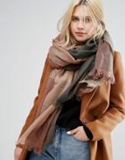Pieces Oversized Scarf - Brown