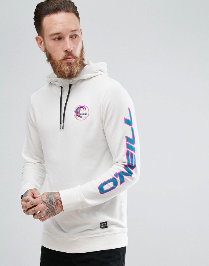 O'neill Reissue Heritage Hoodie Sleeve Logo In White - White