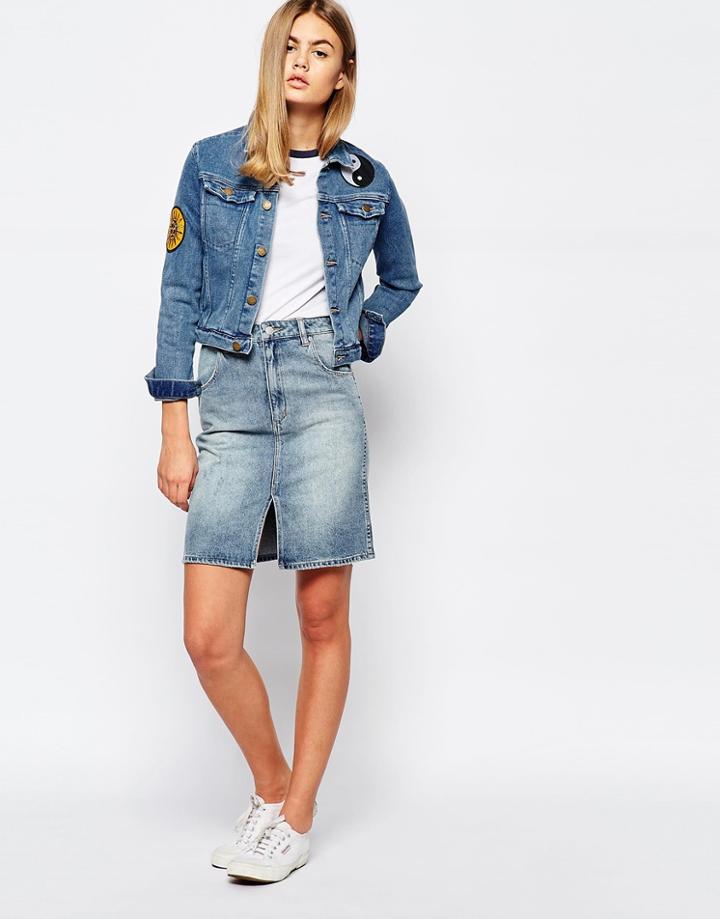 Rollas Denim Pencil Skirt - Blue