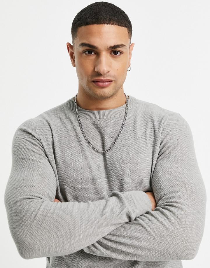 Jack & Jones Originals Ribbed Sweater In Gray-grey