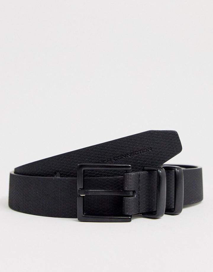 French Connection Diamond Emboss Prong Buckle Belt