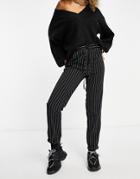 Asos Design Woven Sweatpants In Black Pinstripe