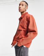 Topman Canvas Coach Jacket With Cord Collar In Tobacco Brown