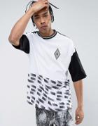 Asos Oversized T-shirt With Racing Style Print And Tipped Ringer - White