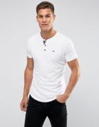 Hollister Henley T-shirt Slim Fit Icon Logo In White - White