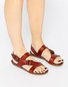 Blowfish Gard Strap Footbed Flat Sandals - Whiskey Dyecut Pu