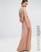 Tfnc Petite Wedding Embellished Drape Back Maxi Dress - Beige