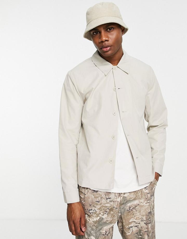 Asos Design Lightweight Nylon Coach Jacket In Stone-neutral