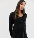 Asos Design Maternity Oversized Tunic With V-neck In Black