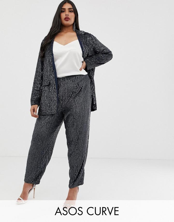 Asos Edition Curve Embellished Pants - Navy