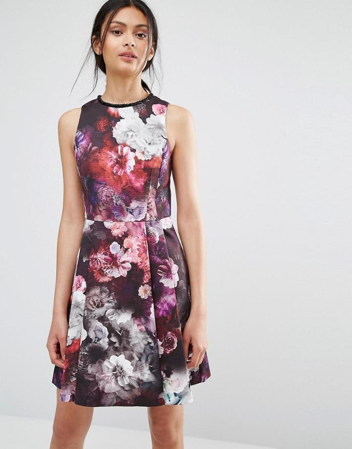 Oasis Winter Floral Skater Dress - Multi