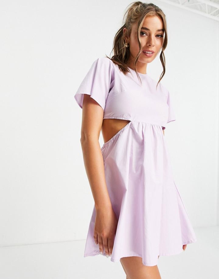 Daisy Street Mini Dress With Cut Out Sides And Back In Pastel-purple
