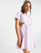 Daisy Street Mini Dress With Cut Out Sides And Back In Pastel-purple