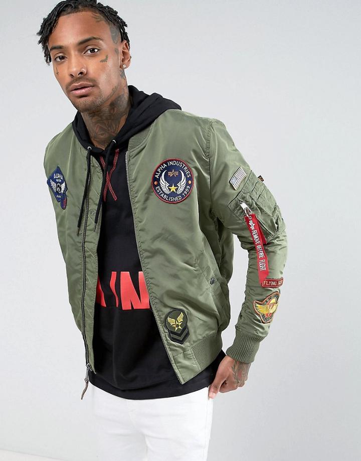 Alpha Industries Ma-1 Tt Patch Ii Bomber Jacket In Green - Green