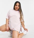 Yours Oversized T-shirt In Pink & White Stripe