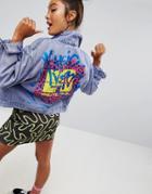 Asos Denim X Mtv Jacket In Purple Acid With Printed Back - Purple