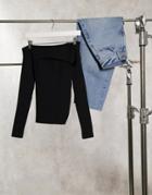 River Island Split Chest Sweater In Black