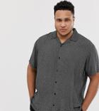 Jack & Jones Premium Plus Size Revere Collar Shirt In Ditsy Print - Black