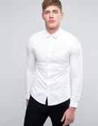 Asos Skinny Oxford Shirt In White - White
