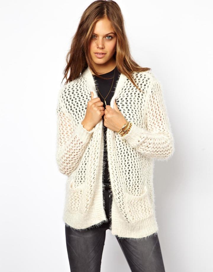 Asos Fluffy Eyelash Cardigan - Cream