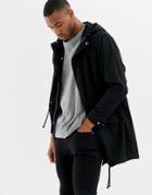 Asos Design Lightweight Parka Jacket In Black - Black