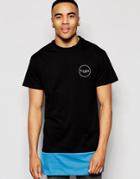 Friend Or Faux T-shirt Long Line Aqua Block - Black